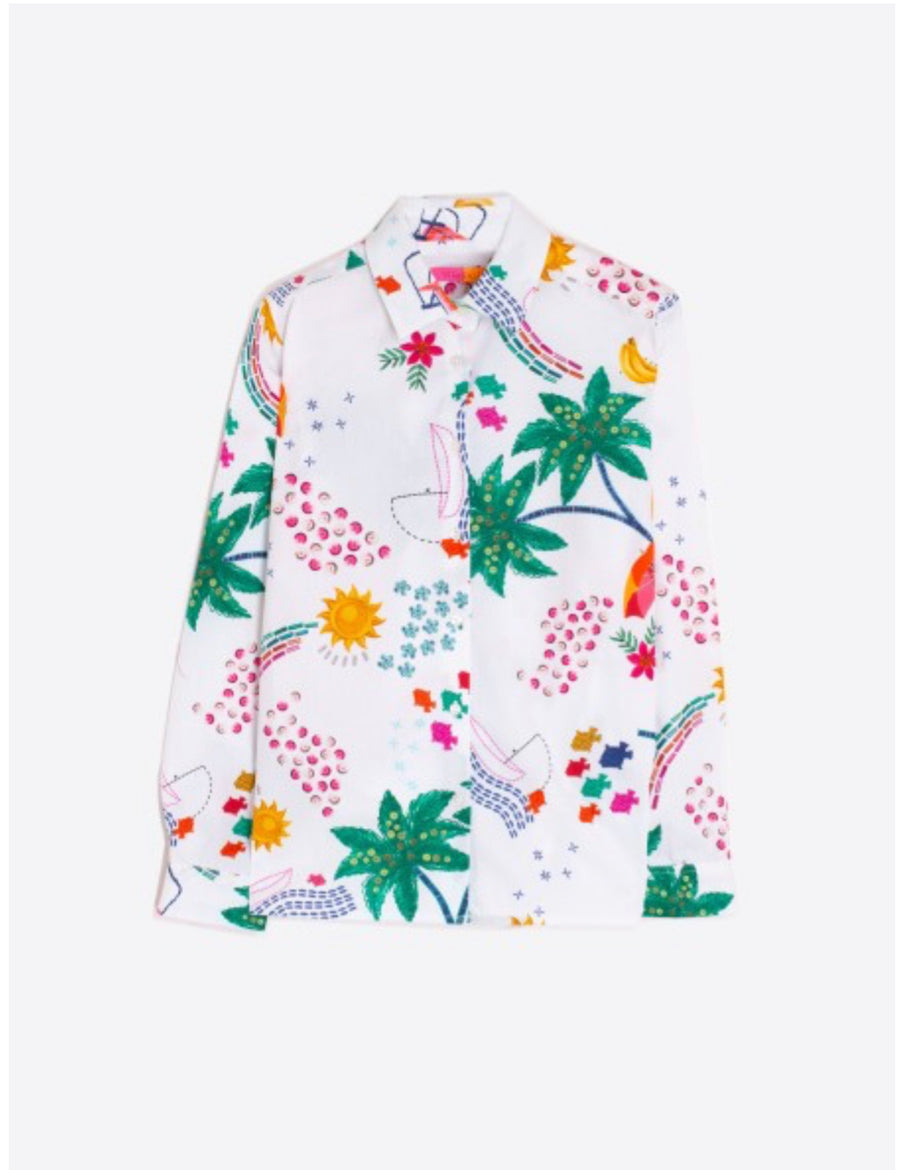 SHIRT ISABELLA BIARRITZ WHITE PRINT POPLIN