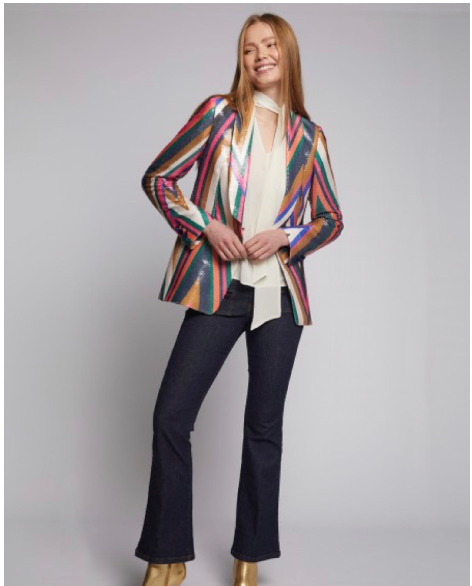 JACKET SMOKING SEQUINS MULTICOLOUR ZIGZAG