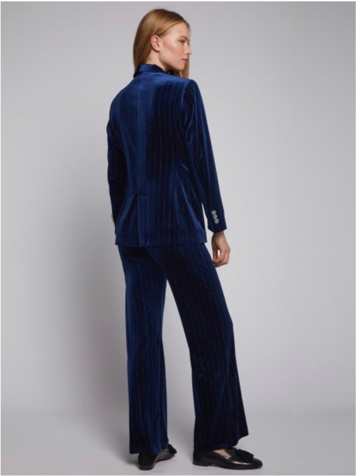 JACKET SMOKING NAVY GLITTER STRIPE VELVET