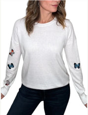 CREW BUTTERFLY SWEATER-WHITE