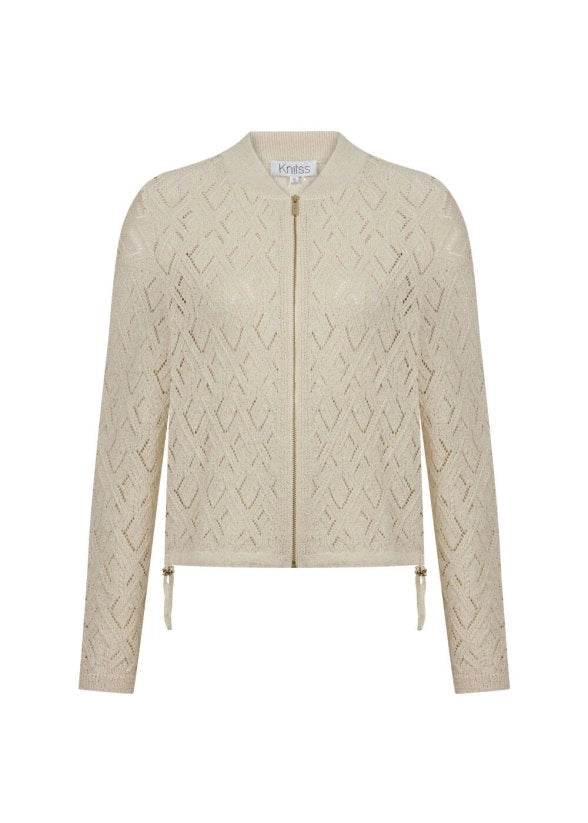 JACQUARD PATTERN DETAILED KNIT JACKET