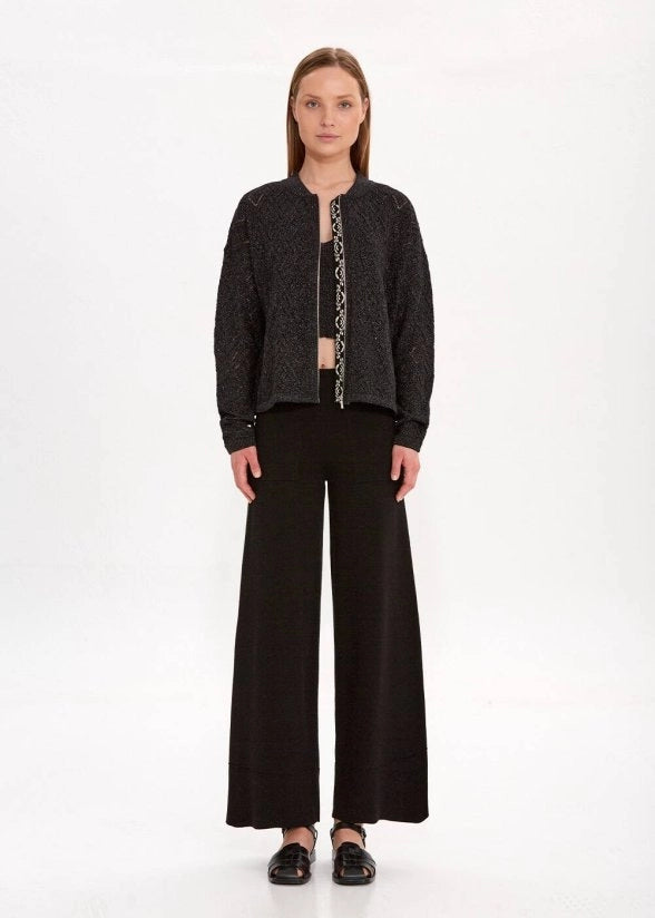 JACQUARD PATTERN DETAILED  KNIT JACKET