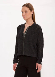 JACQUARD PATTERN DETAILED  KNIT JACKET