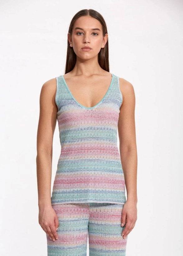 DEGRADE STRIPE BOHEMIAN KNIT TOP