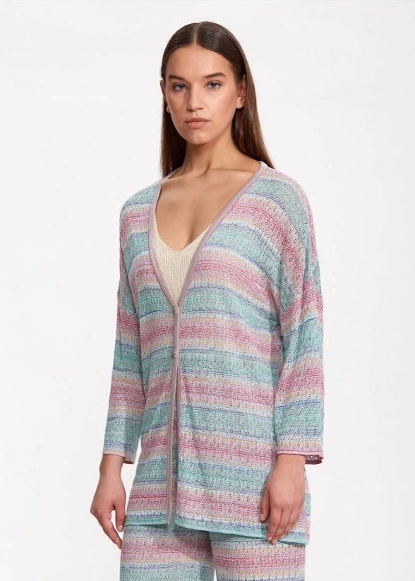 DEGRADE STRIPE EXOTIC KNIT CARDIGAN