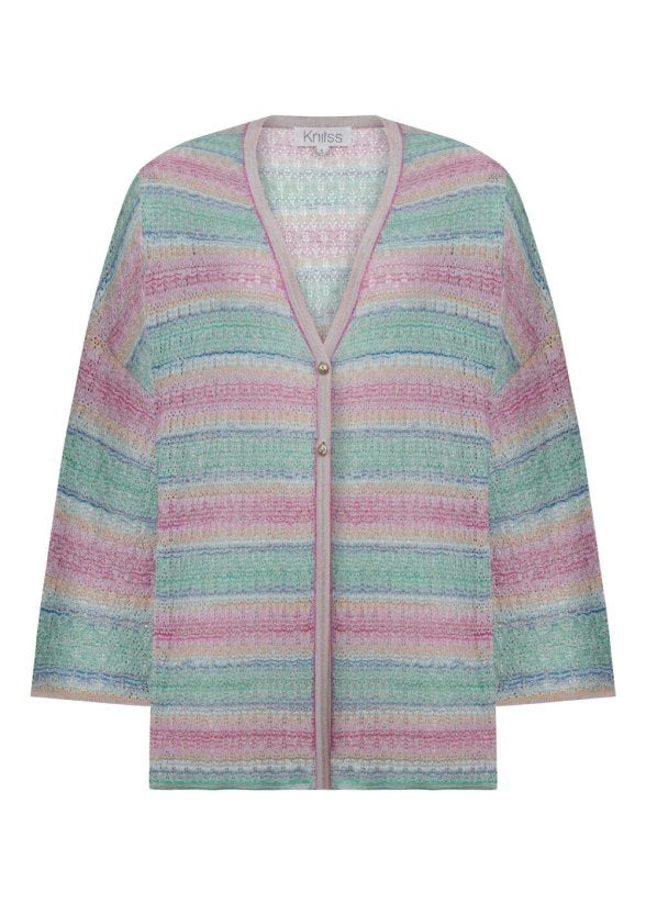 DEGRADE STRIPE EXOTIC KNIT CARDIGAN