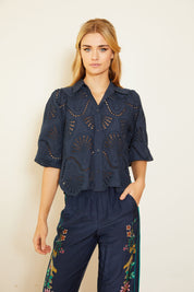 Juliette Navy Lace Top