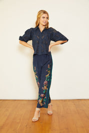 Juliette Navy Lace Top