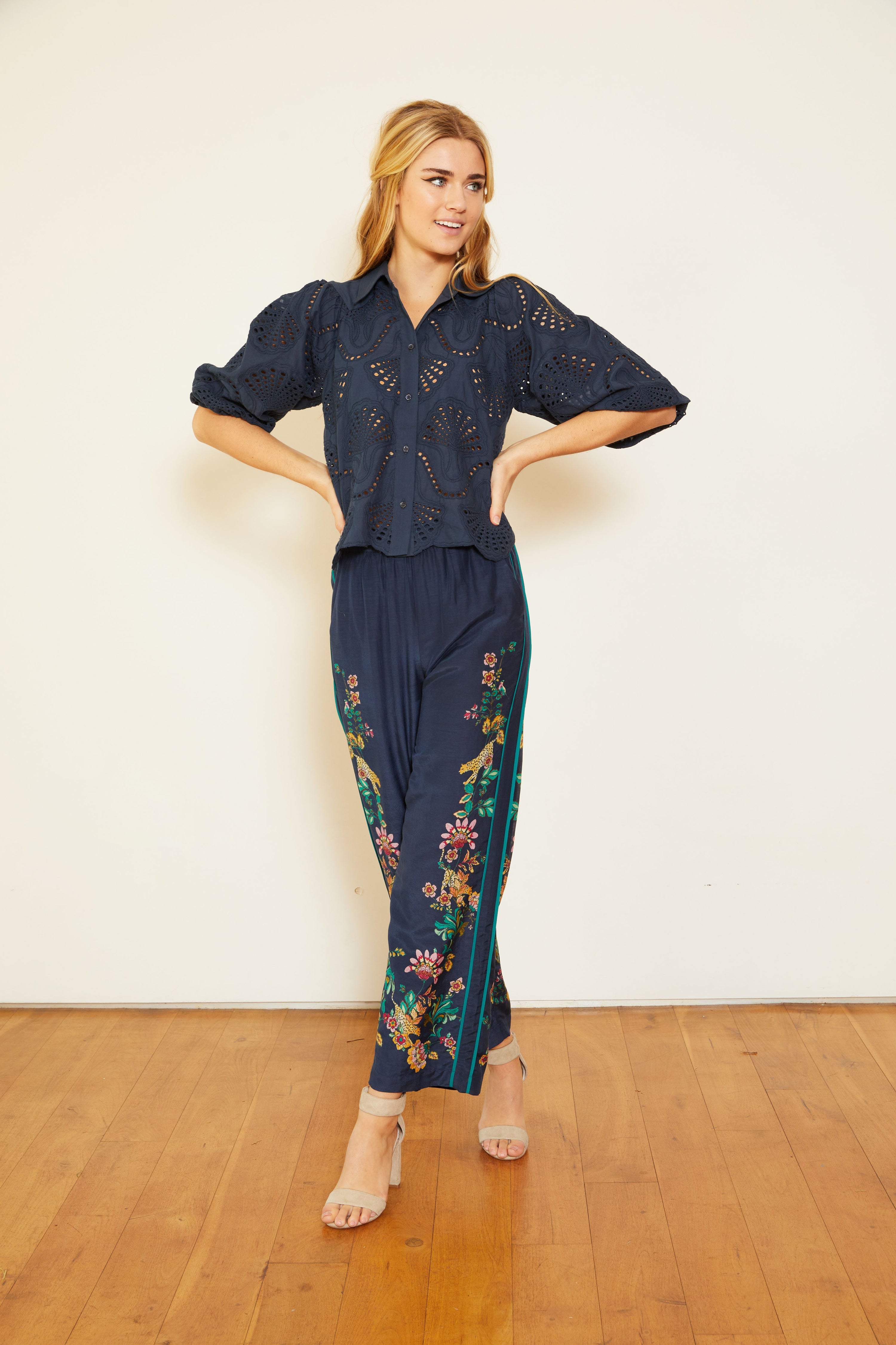 Juliette Navy Lace Top