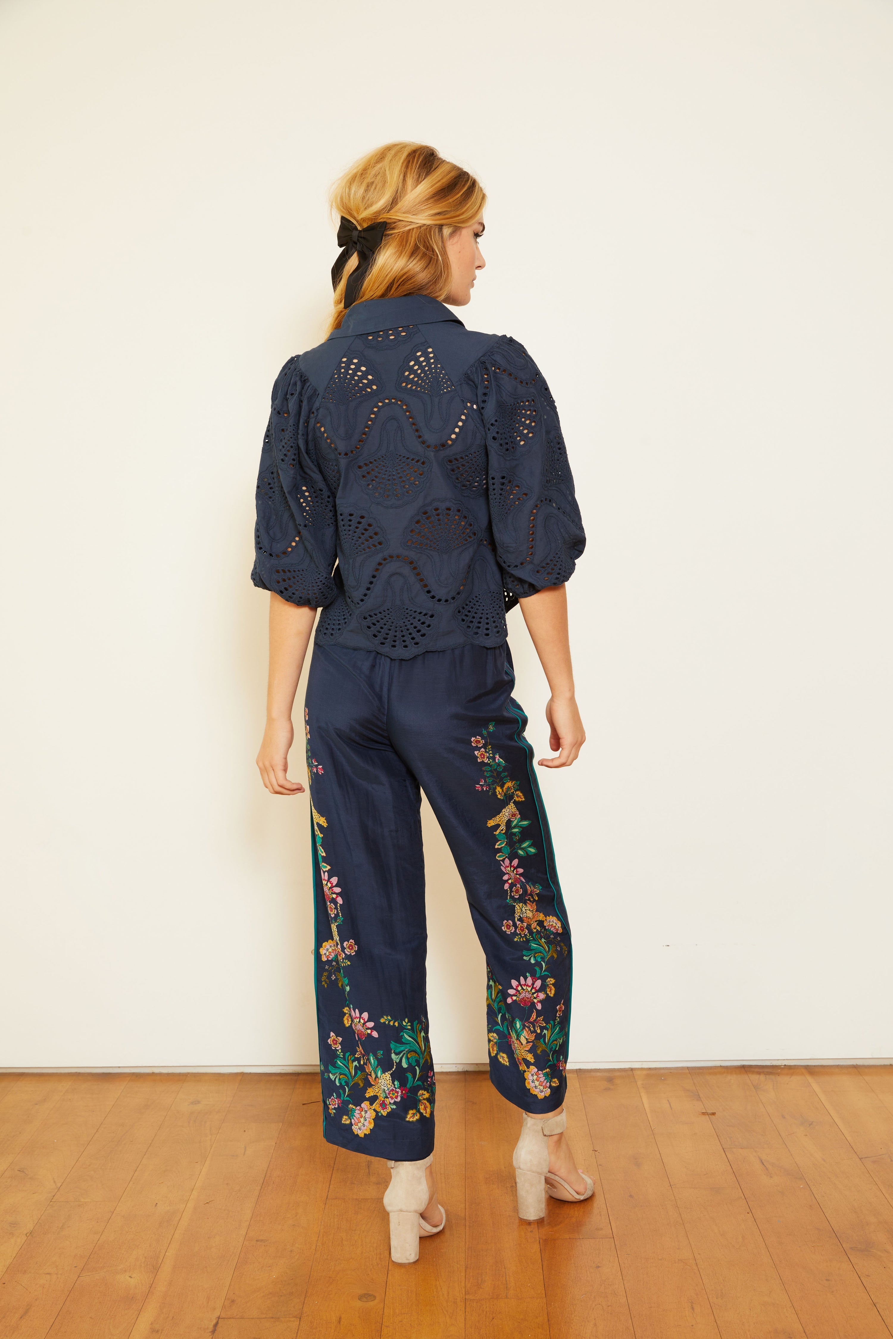 Juliette Navy Lace Top