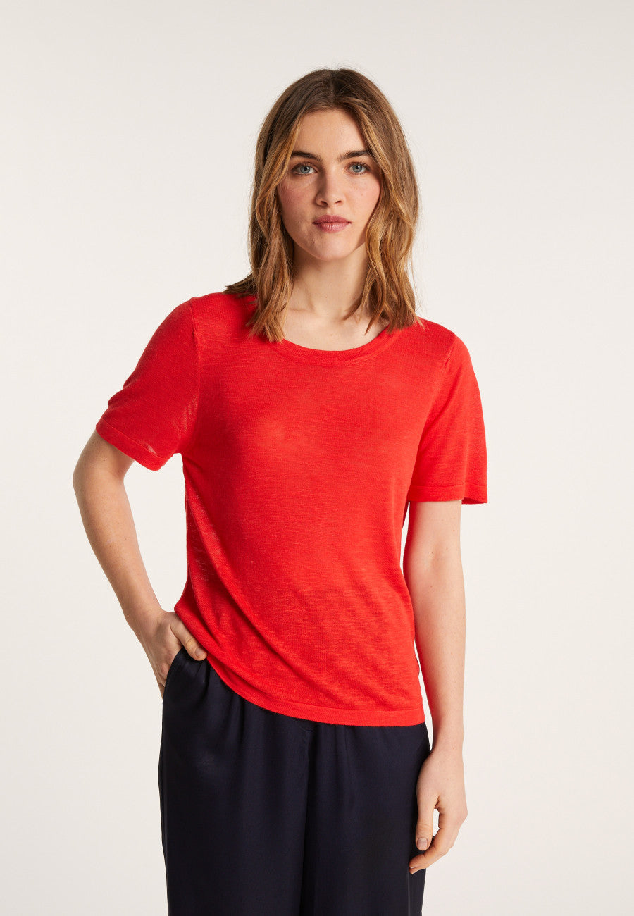 SLUB LINEN CREW NECK T-SHIRT - LUCIE