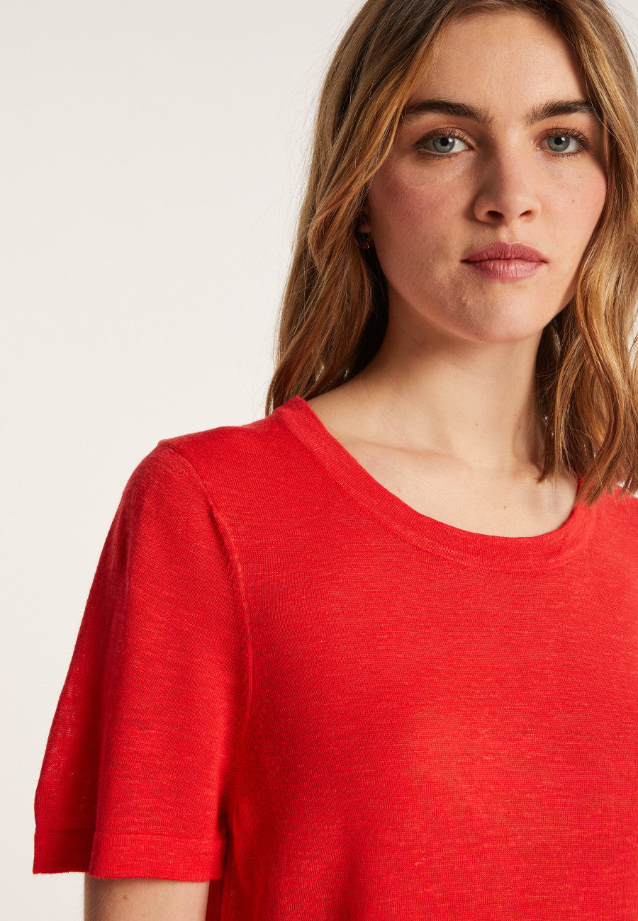 SLUB LINEN CREW NECK T-SHIRT - LUCIE