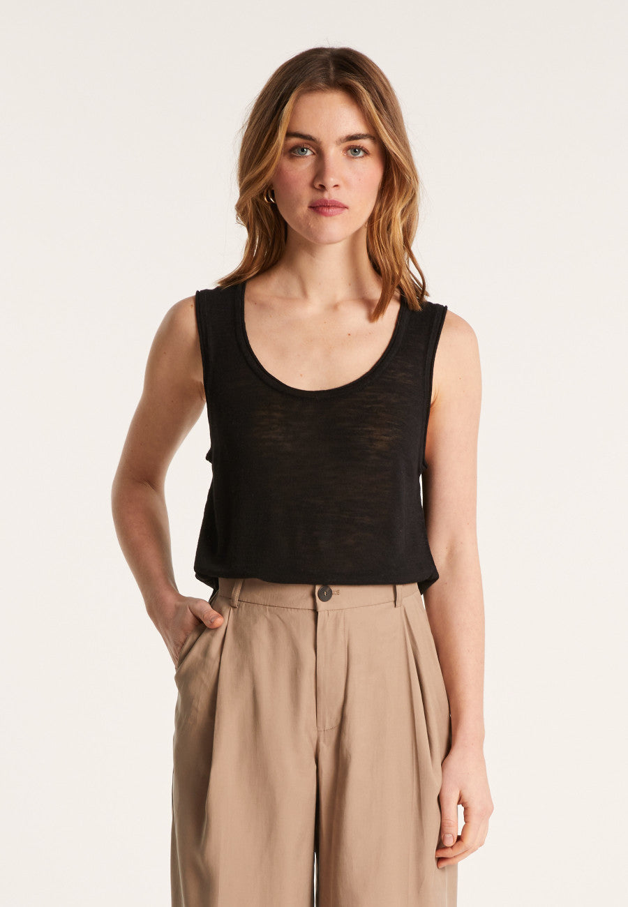 FLAMED LINEN TANK TOP - MAITENA