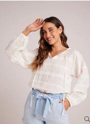 Tie Up Pullover Top - White