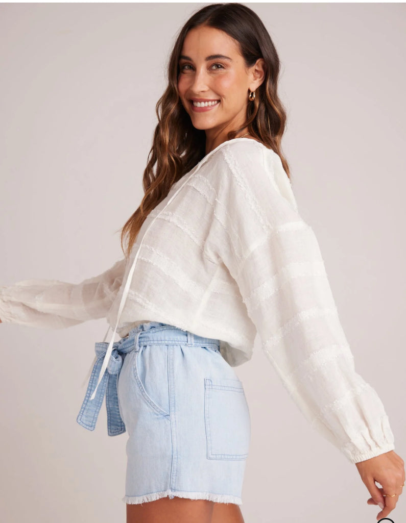 Tie Up Pullover Top - White