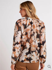 Long Sleeve Shirred Raglan Shirt - Harvest Floral Print