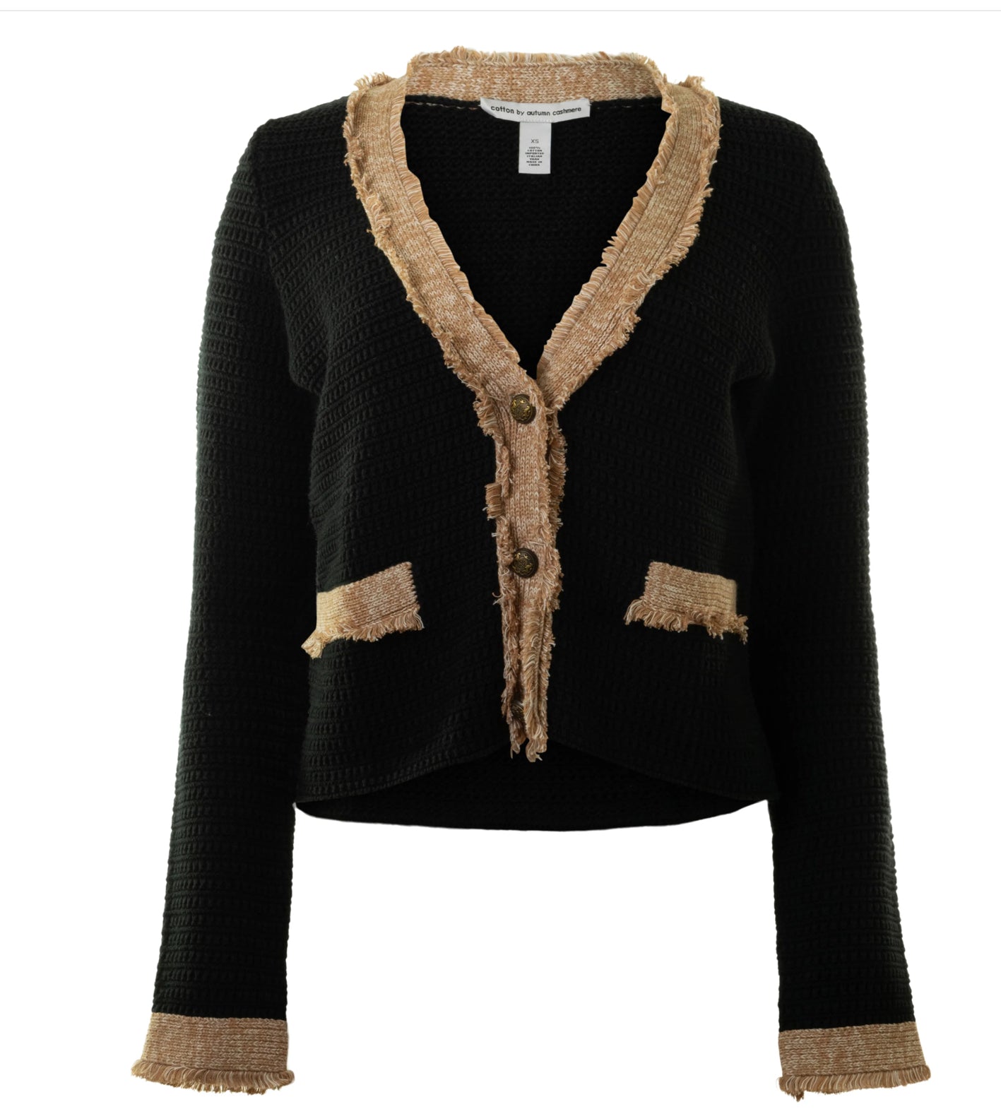 Fringed Trimmed V Neck Jacket