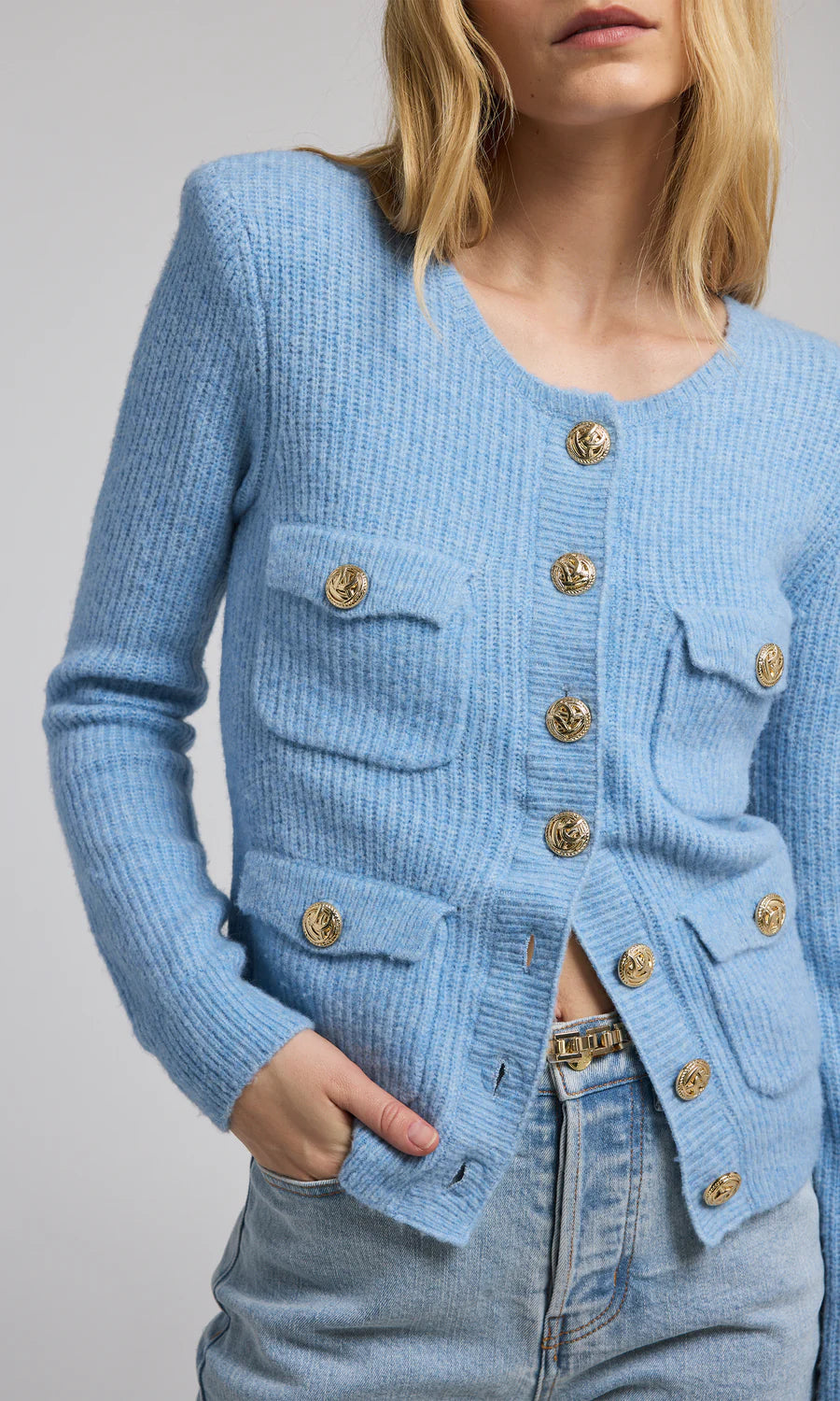 Ellison Rib Cardigan - Blue