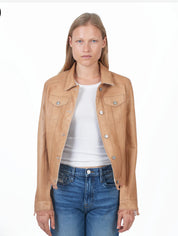 Alexa Patina Leather Jacket | Sand