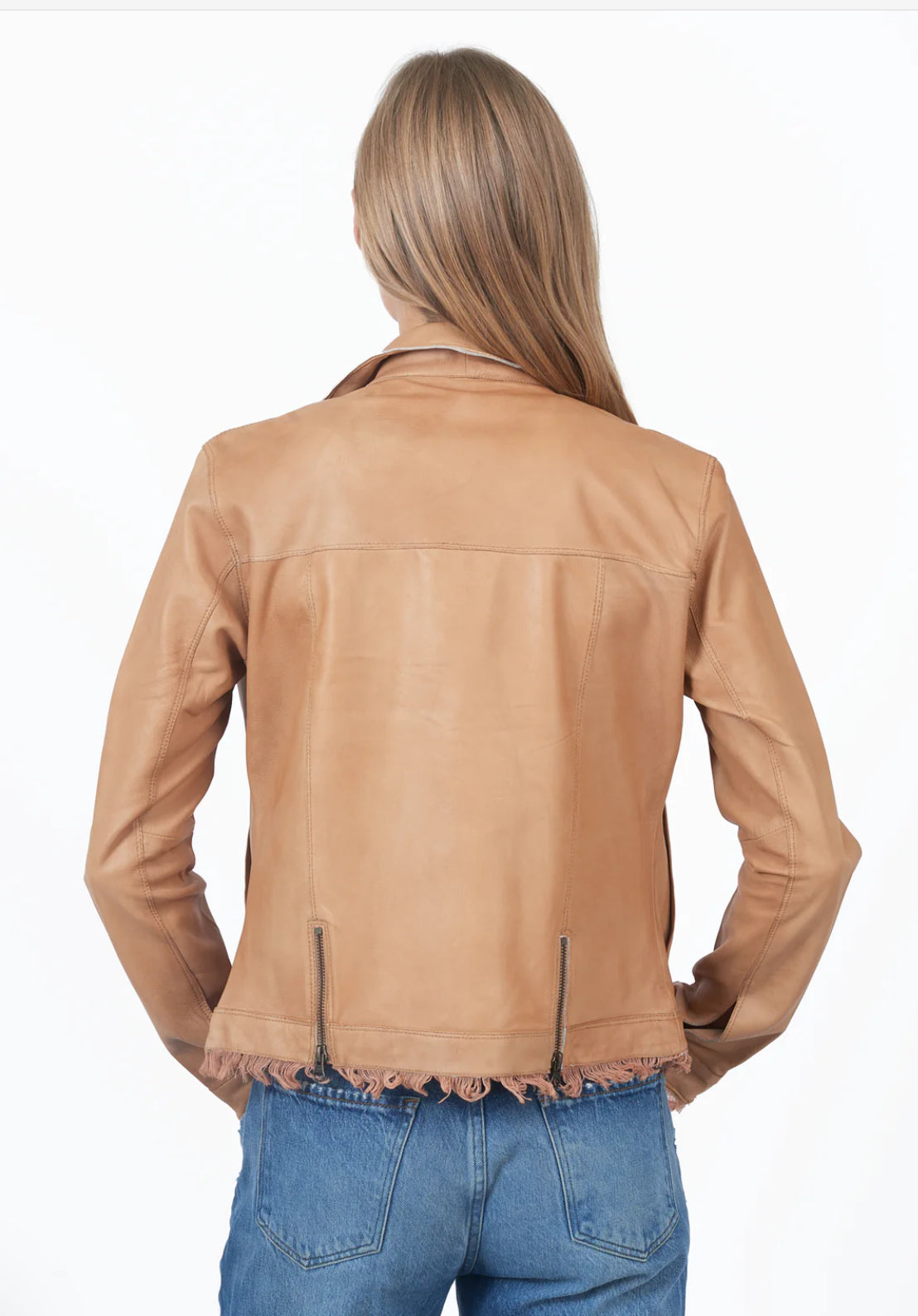 Alexa Patina Leather Jacket | Sand
