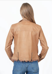 Alexa Patina Leather Jacket | Sand