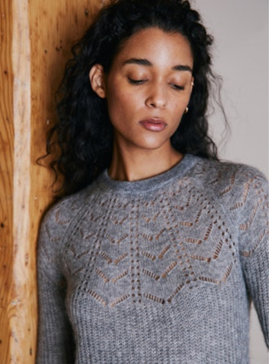 Crew w/ Scalloped Pointelle Yoke
