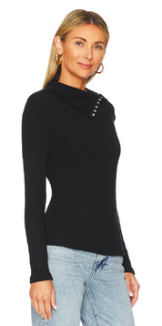 Sweater Knit Split Collar Top