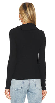 Sweater Knit Split Collar Top