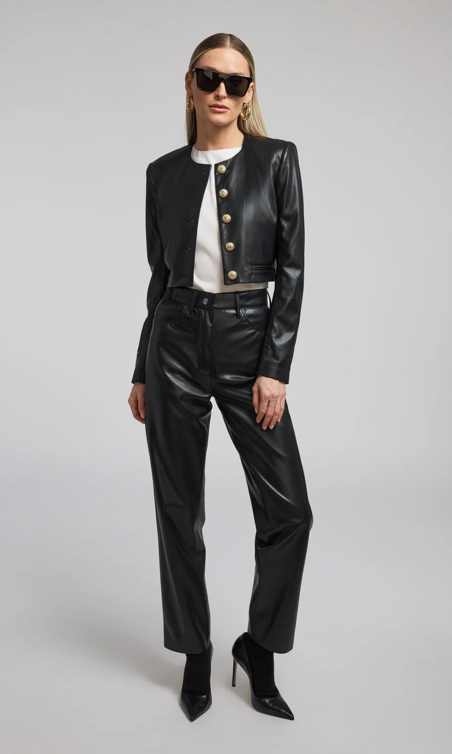 MARKO VEGAN LEATHER BLAZER