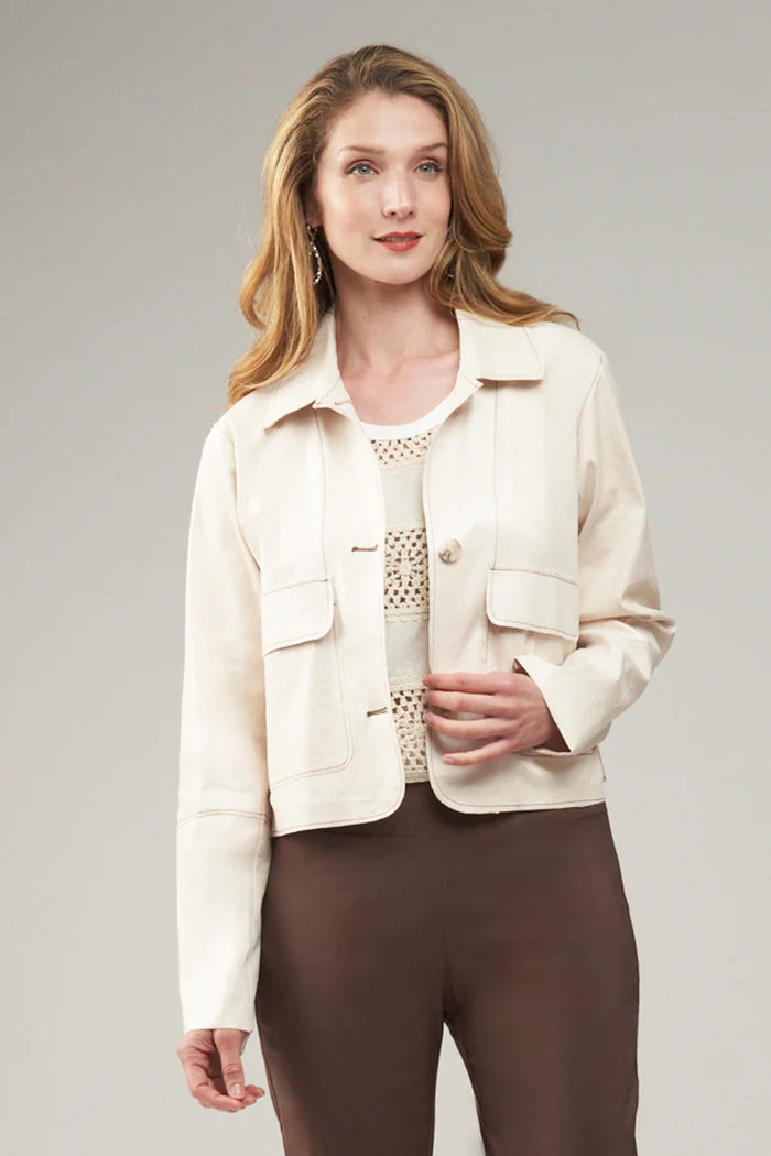 INSIGHT VEGAN LEATHER JACKET WITH STITCHING