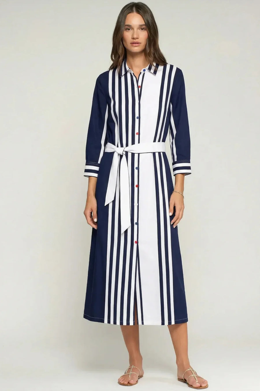 Camisero Navy And White Striped Shirt Dress