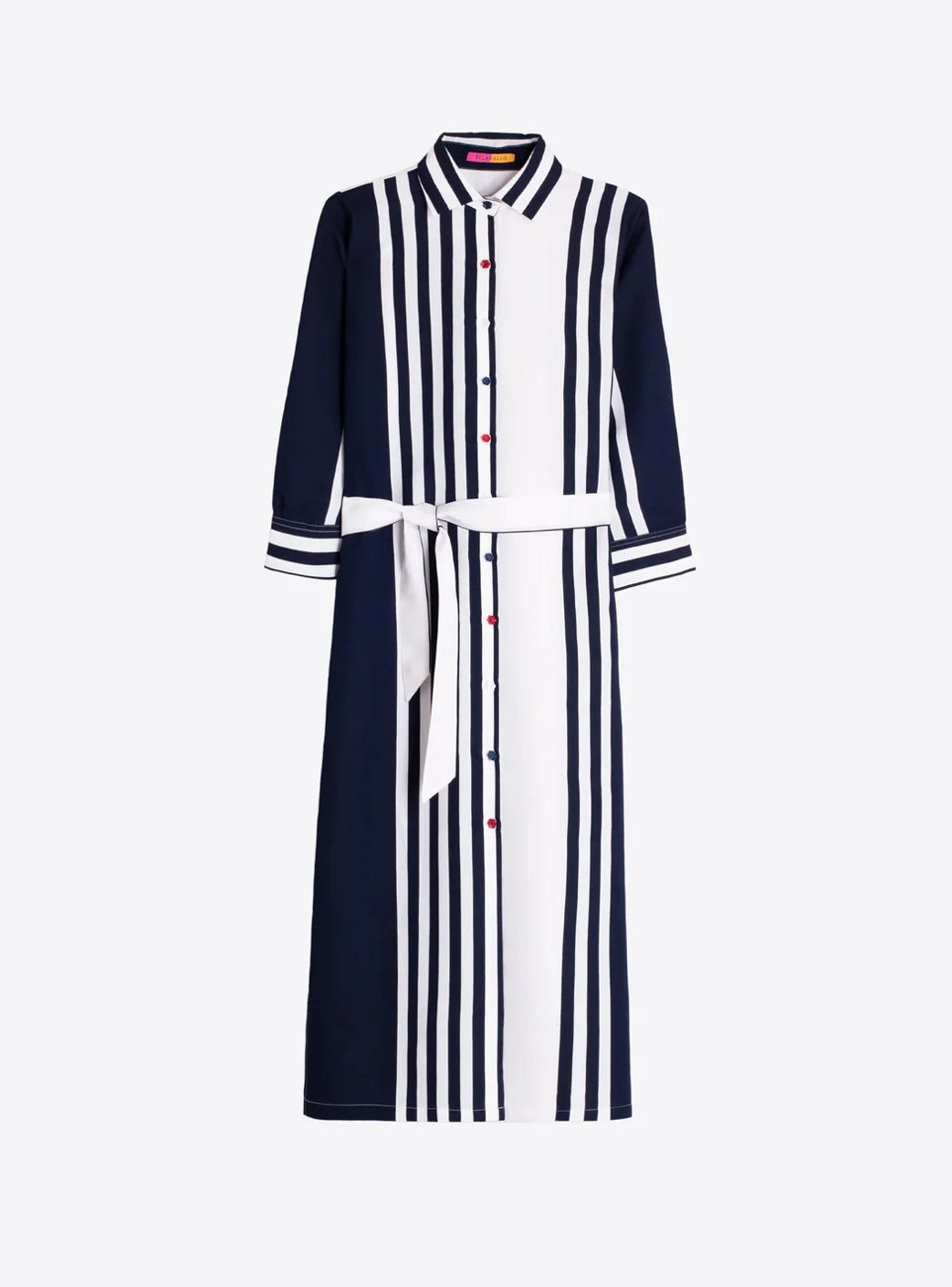 Camisero Navy And White Striped Shirt Dress