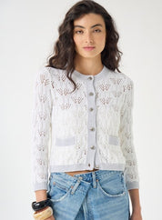 Fancy Stitch Contrast Banded Jacket | Ecru/Navy