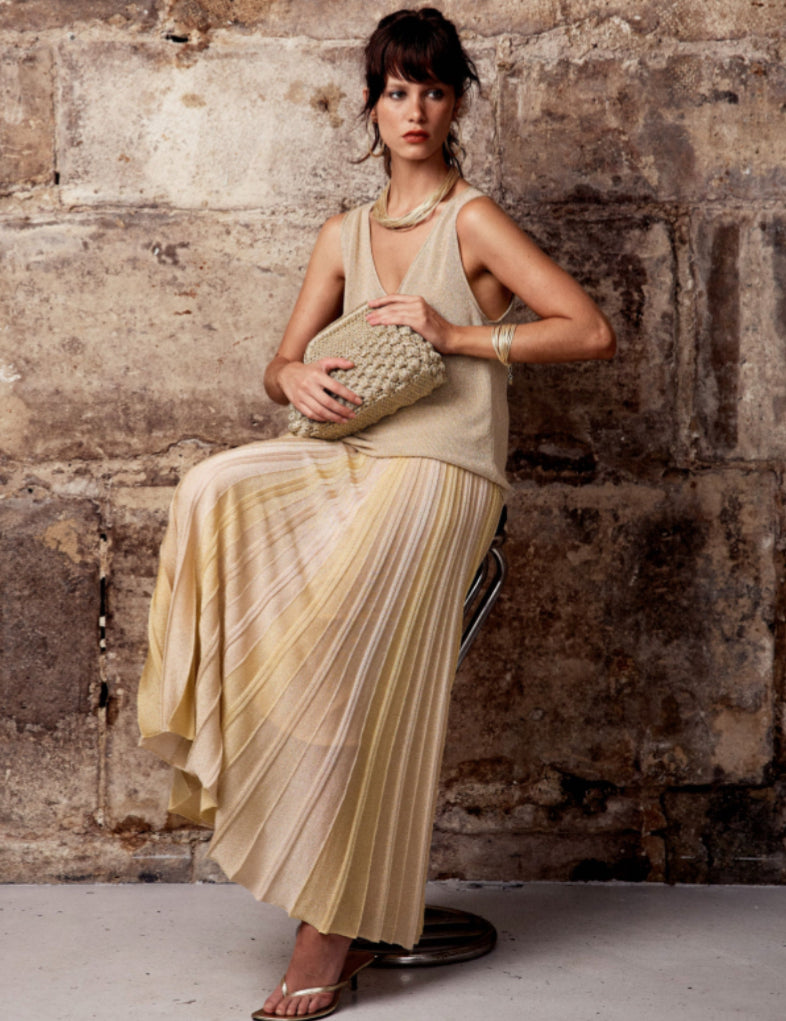 Lurex Pleated Skirt