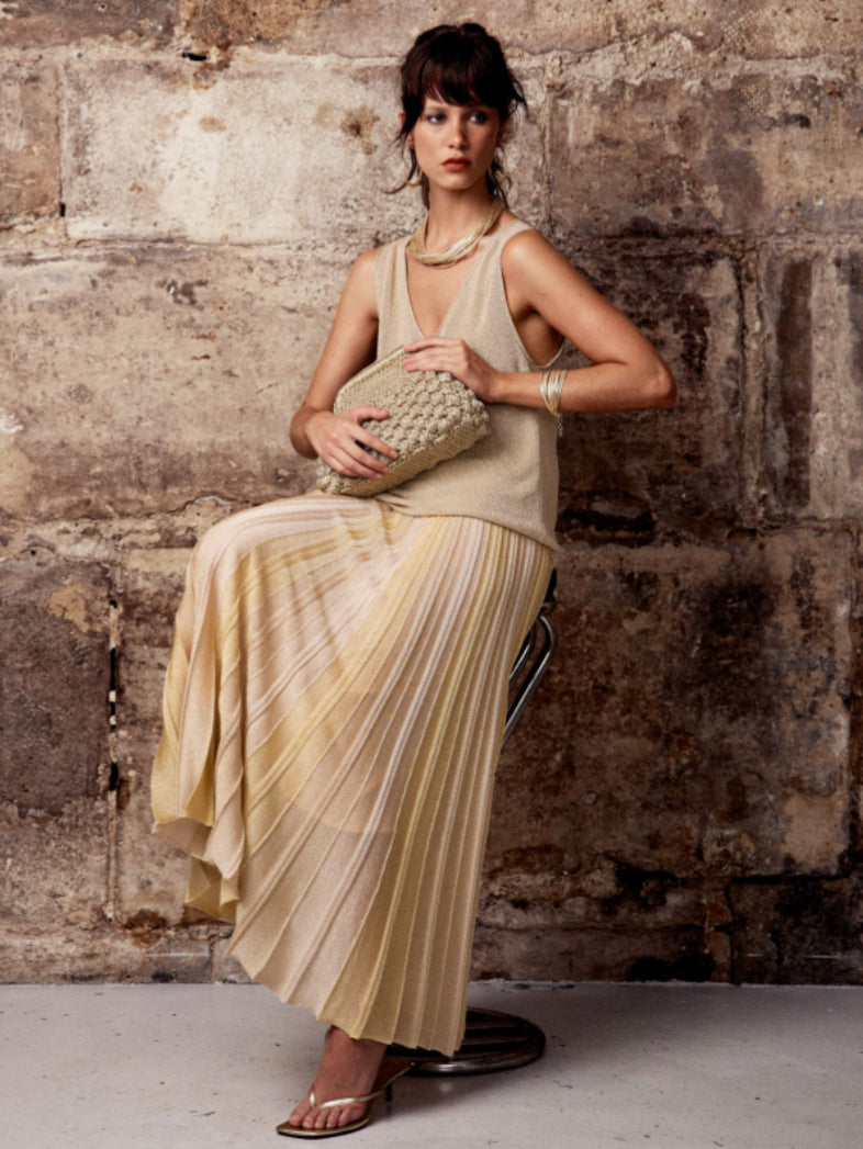 Lurex Pleated Skirt