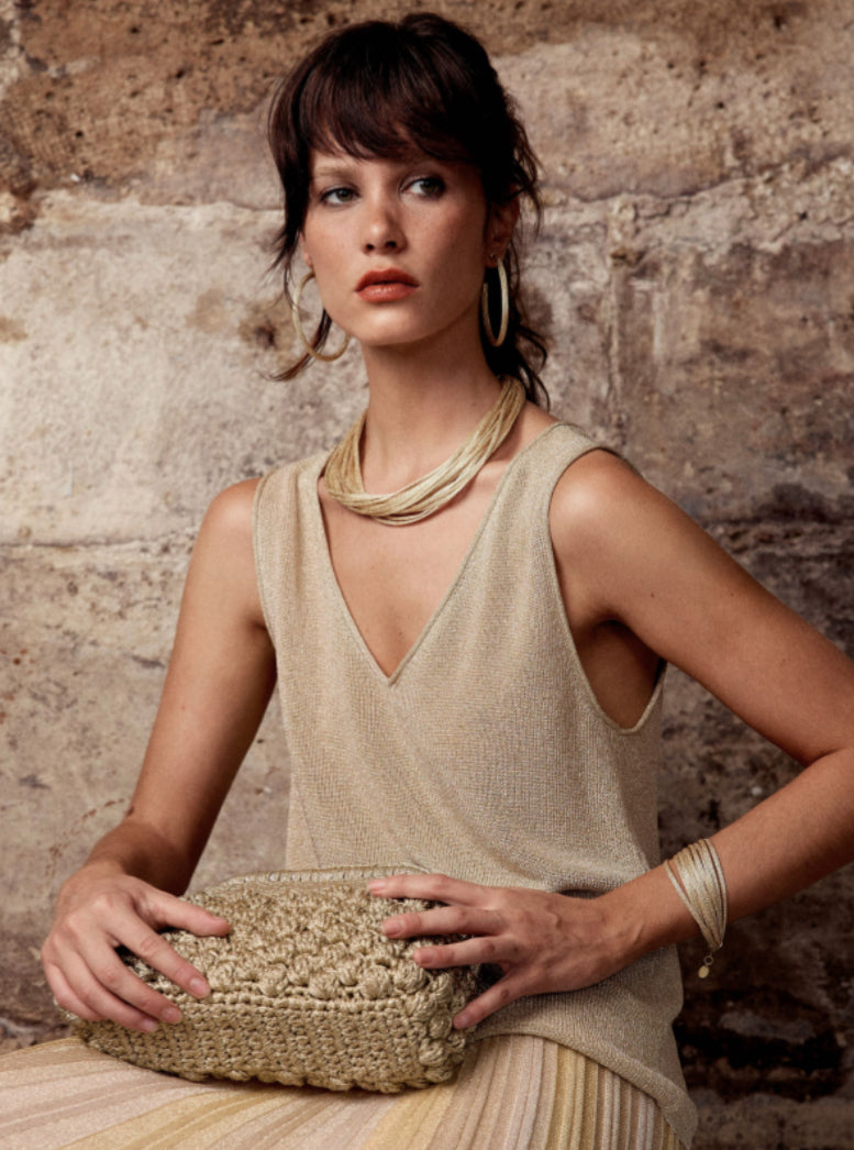 Lurex V Neck Tank Top