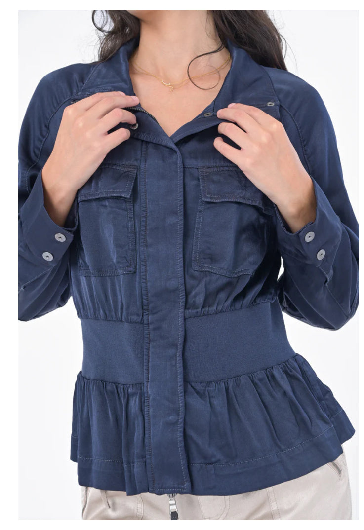 SOLARA VISCOSE SATIN PEPLUM JACKET
