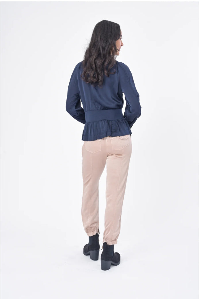 SOLARA VISCOSE SATIN PEPLUM JACKET