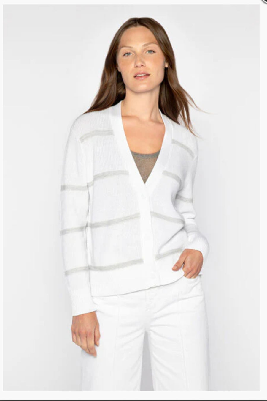 Kinross Cashmere Lurex Stripe Cardigan