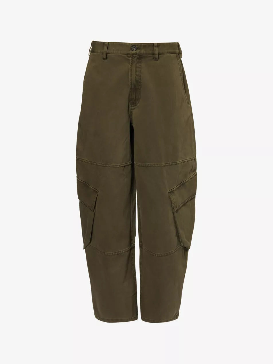 The Bubble Cargo multi-pockets wide-leg mid-rise cotton trousers