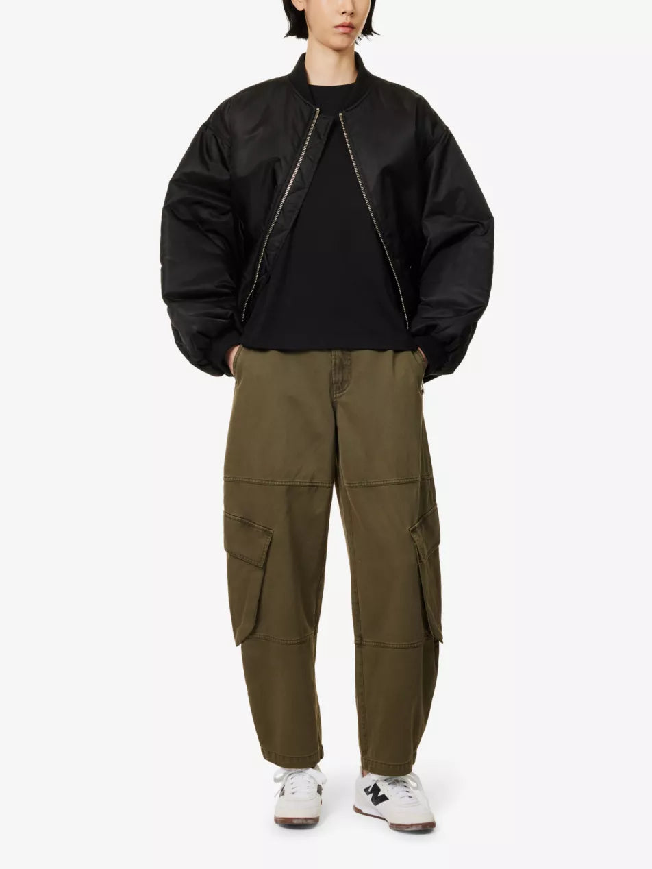 The Bubble Cargo multi-pockets wide-leg mid-rise cotton trousers