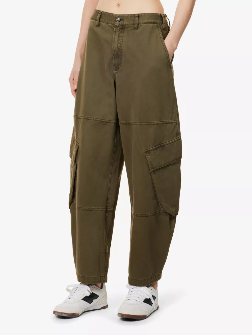 The Bubble Cargo multi-pockets wide-leg mid-rise cotton trousers