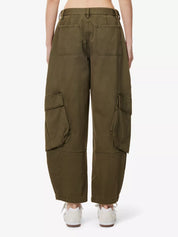 The Bubble Cargo multi-pockets wide-leg mid-rise cotton trousers