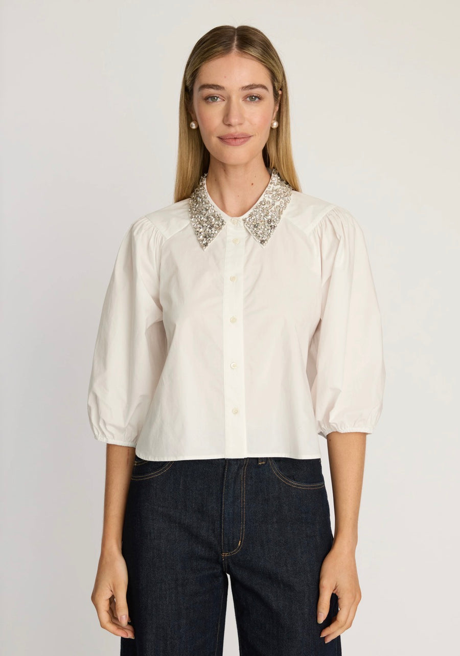 JULIETTE TOP WITH STUDDED COLLAR