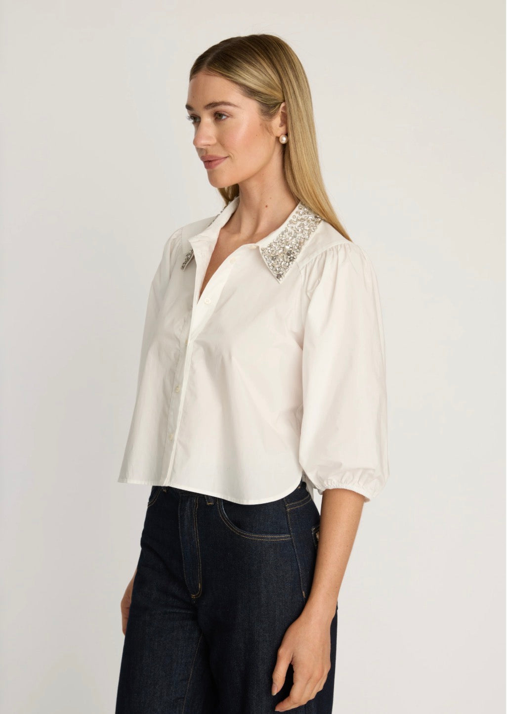 JULIETTE TOP WITH STUDDED COLLAR
