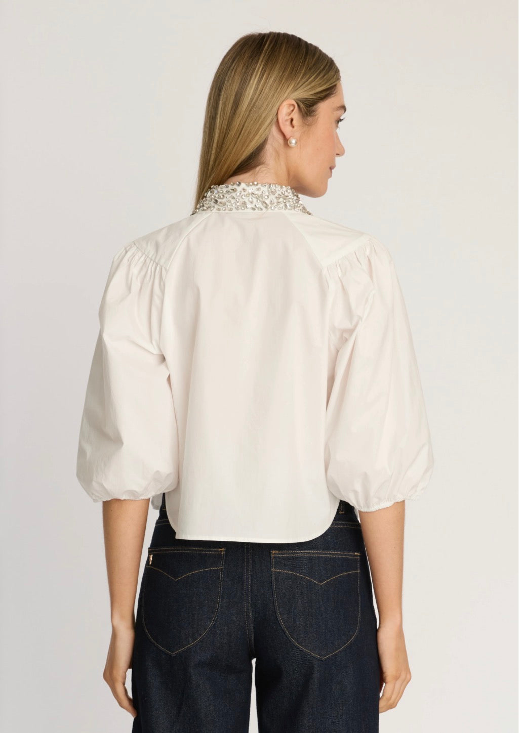 JULIETTE TOP WITH STUDDED COLLAR