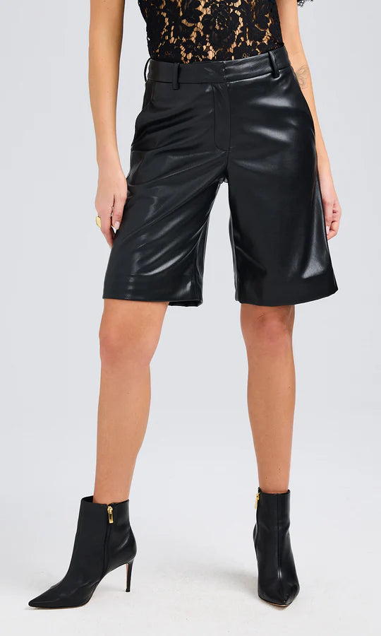 KATINA VEGAN LEATHER BERMUDA SHORTS