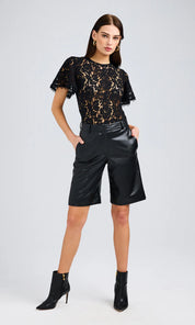 KATINA VEGAN LEATHER BERMUDA SHORTS