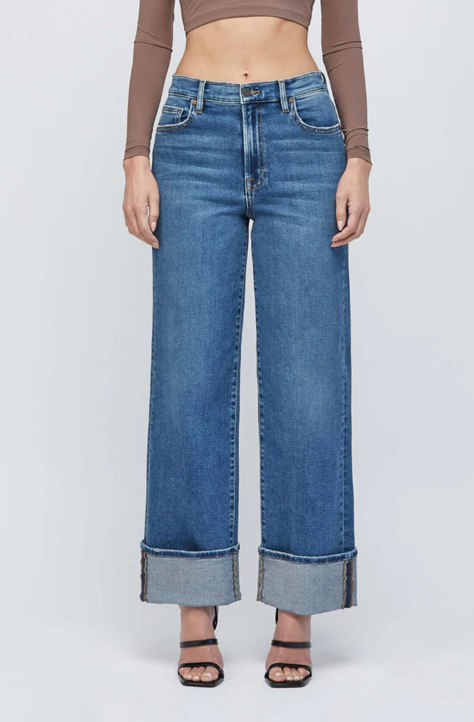 LOGAN DARK WASH CUFFED STRETCH CLEAN DAD JEAN