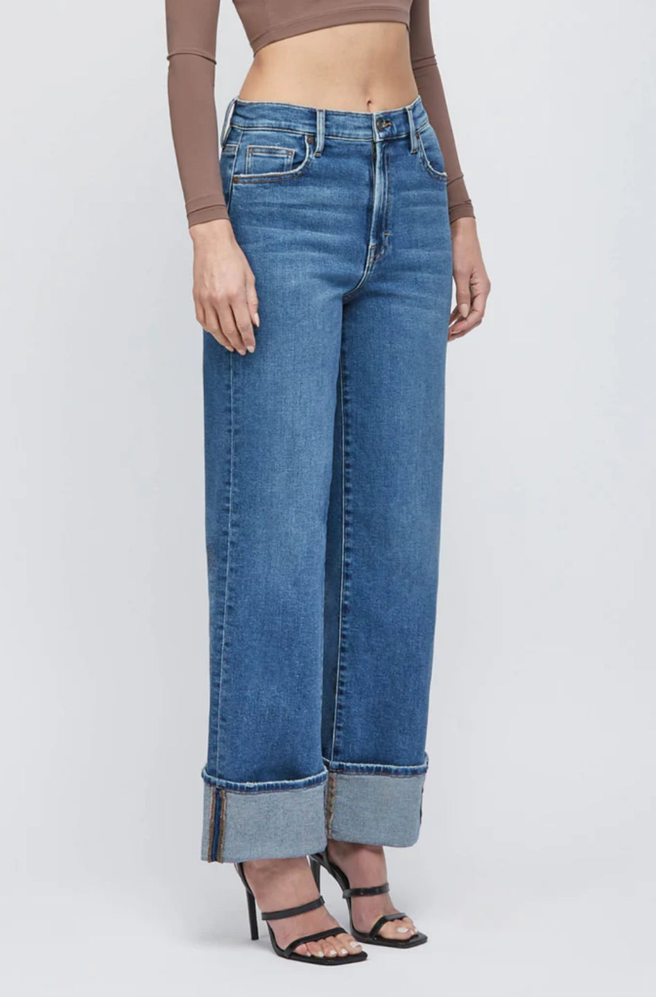 LOGAN DARK WASH CUFFED STRETCH CLEAN DAD JEAN